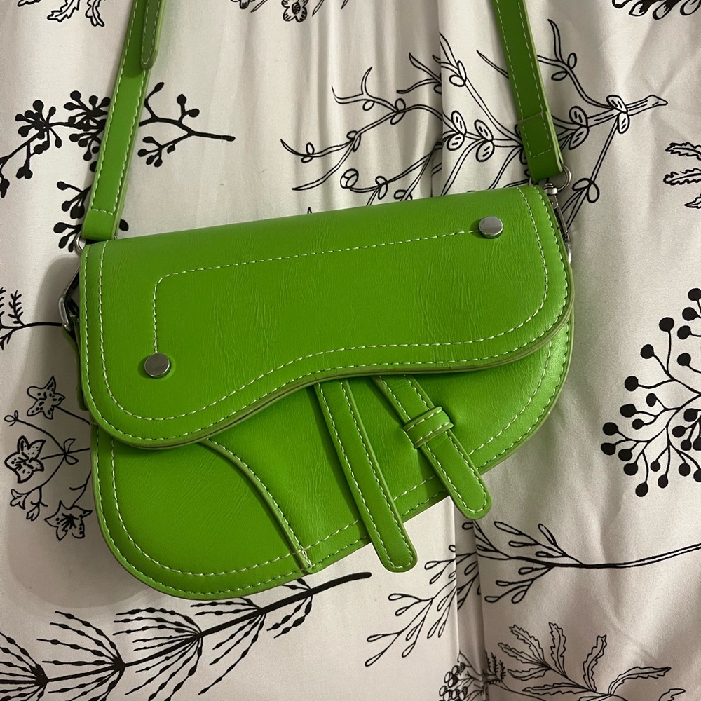 Vibrant Green Saddle Crossbody Bag